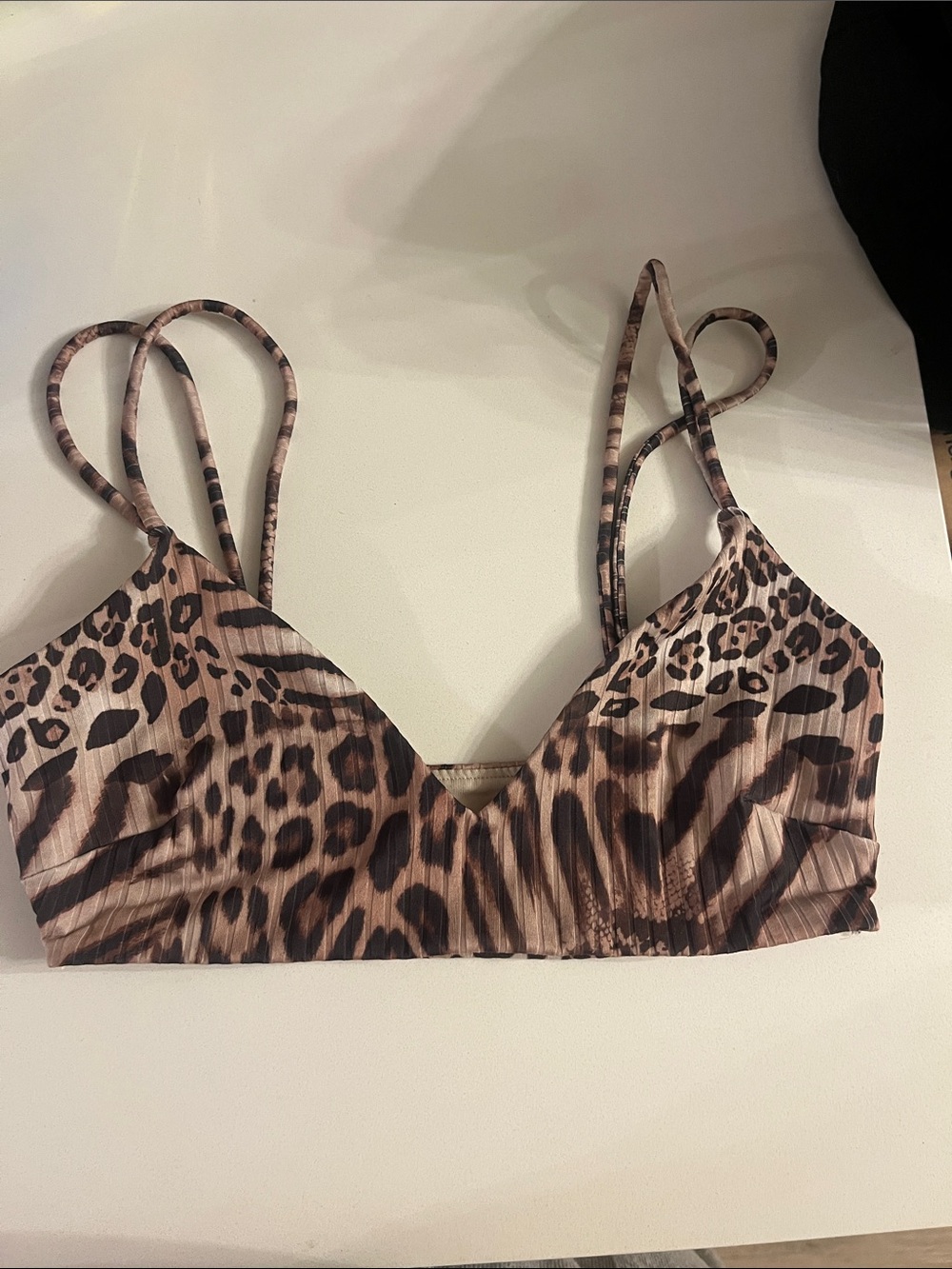 ASOS Leopard Print Bikini Top - Brown, Tan